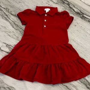 Ralph Lauren polo collared Red Kids Dress tiered ruffle skirt